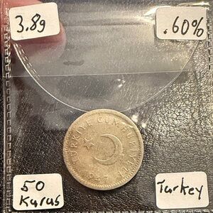 Turkish 50 Kurus Silver Coin